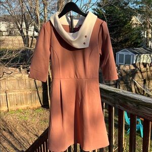 Miss Patina London Blush Dress with Cream Collar RETRO 1950s style